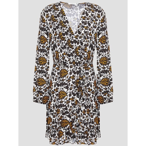 Sandro Dami wrap-effect tiered printed satin-jacquard mini dress - Picture 2 of 4